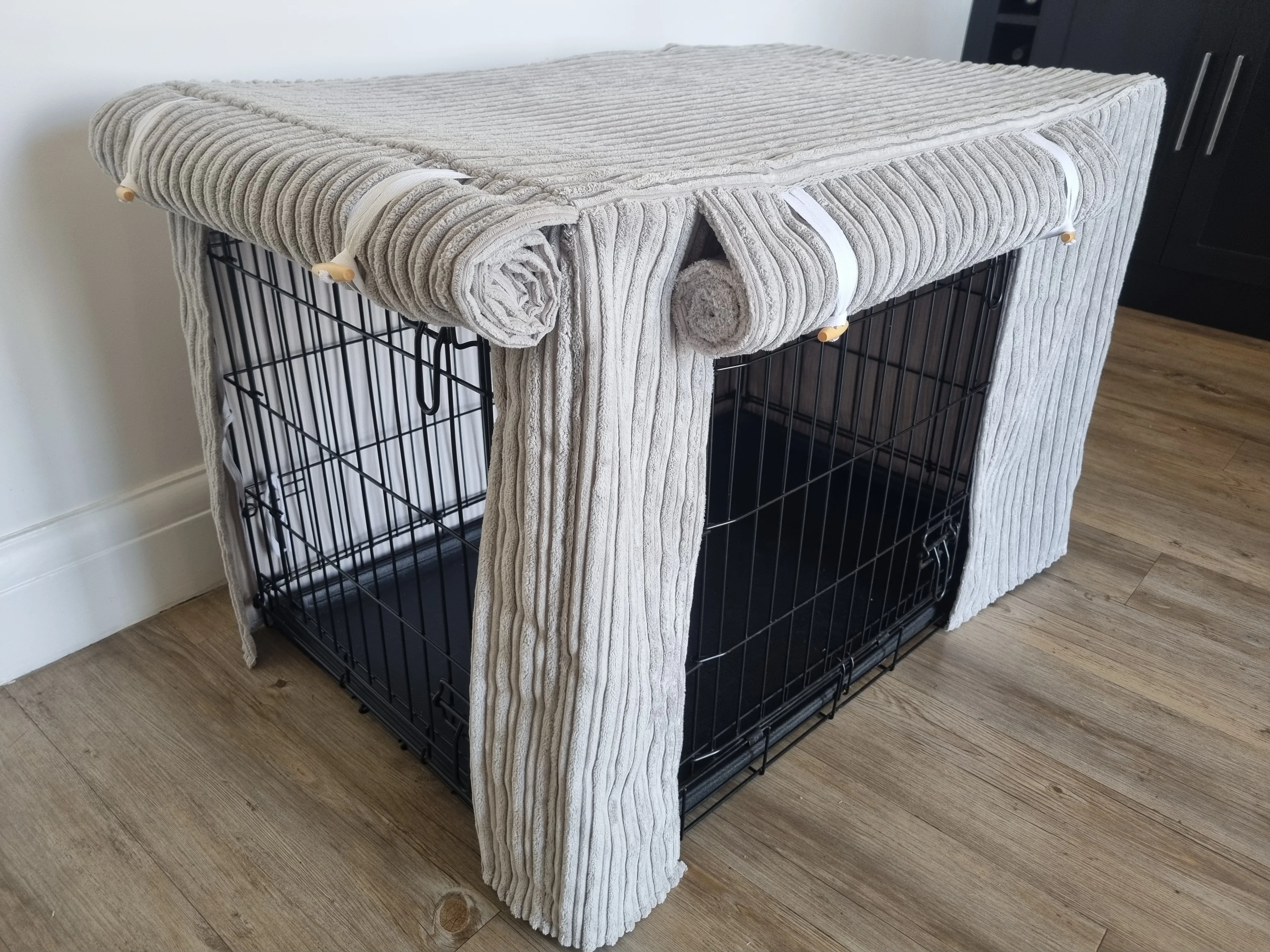 Dog crate cover - Soft grey plush fabric - Image 5